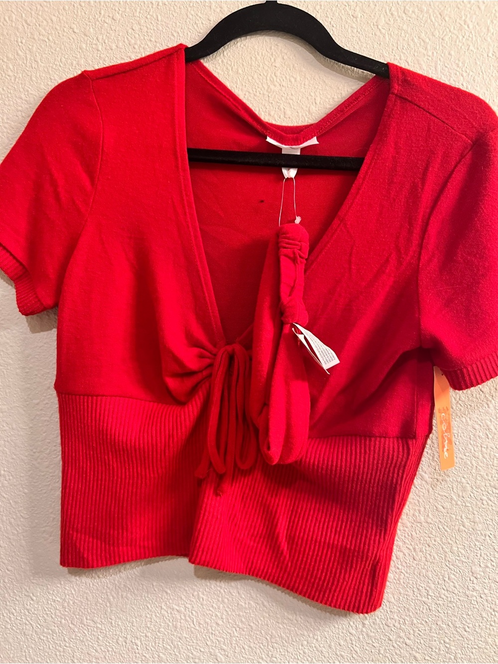 Colsie Red Tie-Front Crop Top